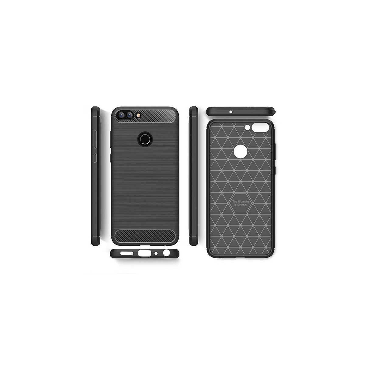 Funda Gel Tpu Tipo Carbon Negra para Huawei P Smart