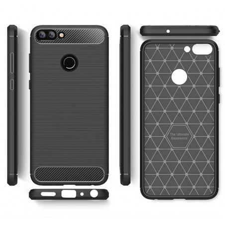 Funda Gel Tpu Tipo Carbon Negra para Huawei P Smart