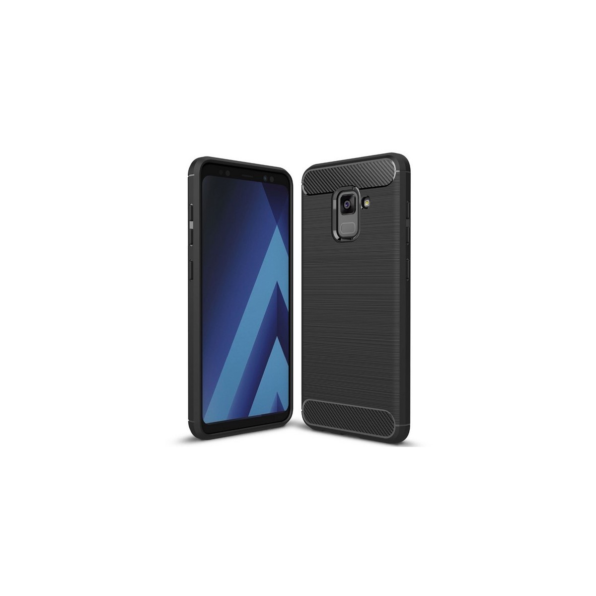 Funda Gel Tpu Tipo Carbon Negra para Samsung Galaxy A8 (2018)