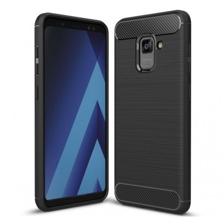 Funda Gel Tpu Tipo Carbon Negra para Samsung Galaxy A8 (2018)