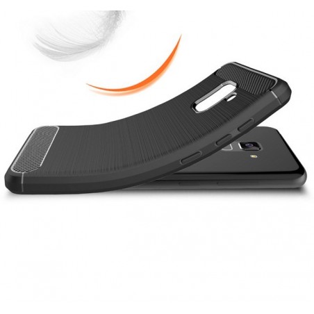 Funda Gel Tpu Tipo Carbon Negra para Samsung Galaxy A8 (2018)