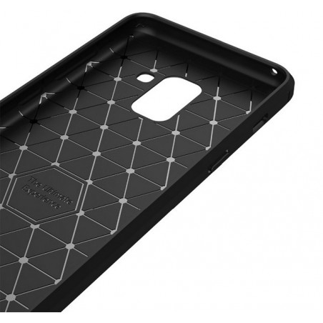 Funda Gel Tpu Tipo Carbon Negra para Samsung Galaxy A8 (2018)