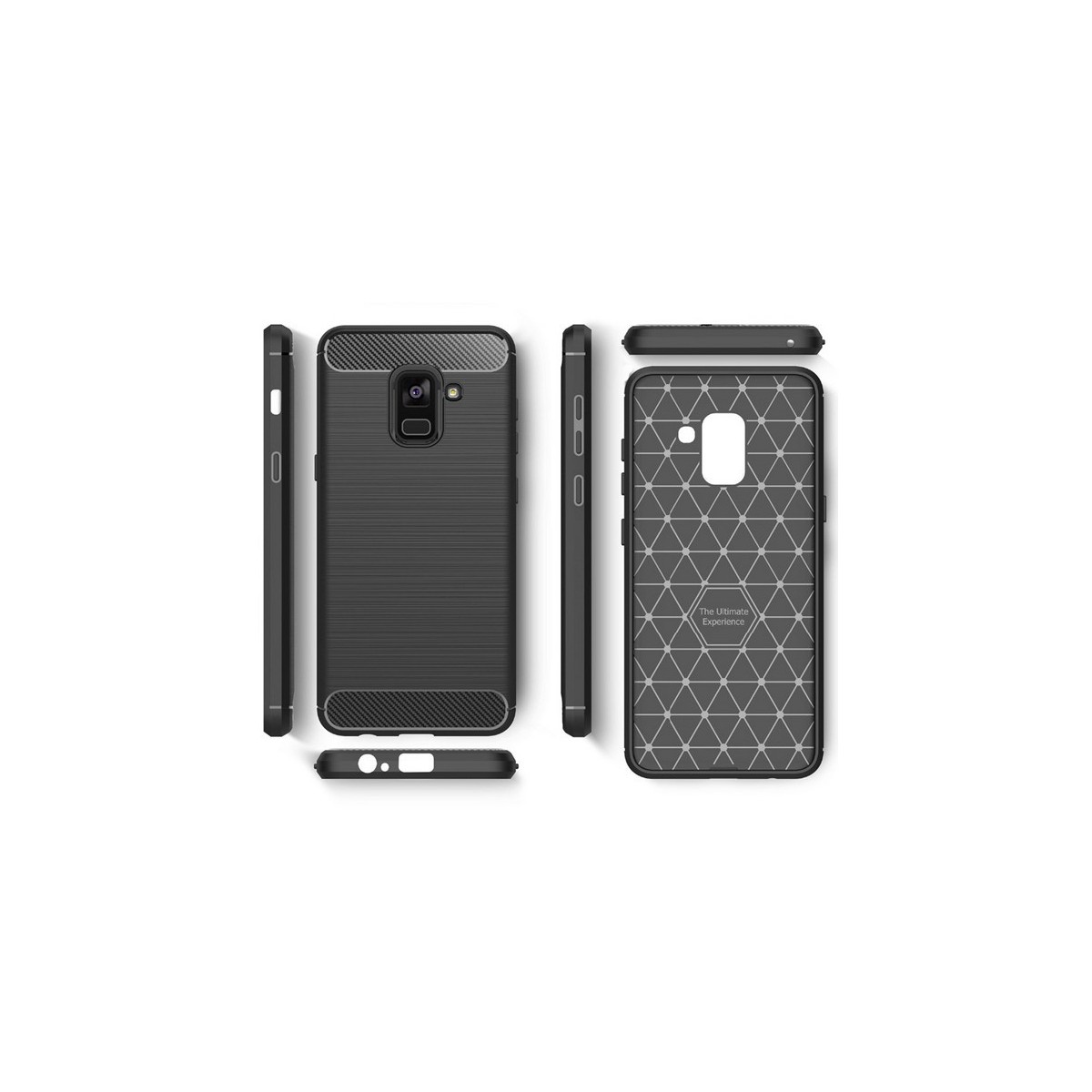 Funda Gel Tpu Tipo Carbon Negra para Samsung Galaxy A8 (2018)
