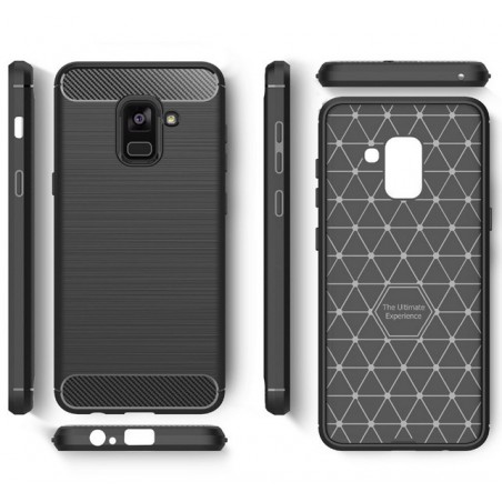Funda Gel Tpu Tipo Carbon Negra para Samsung Galaxy A8 (2018)