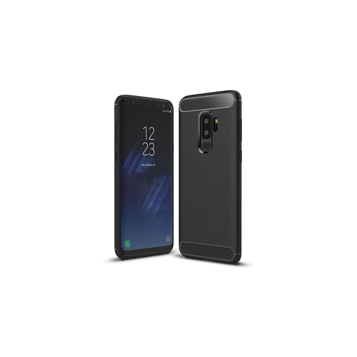 Funda Gel Tpu Tipo Carbon Negra para Samsung Galaxy S9 Plus