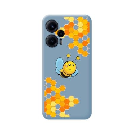 Funda Silicona Líquida Azul para Xiaomi POCO F5 5G diseño Abeja Dibujos