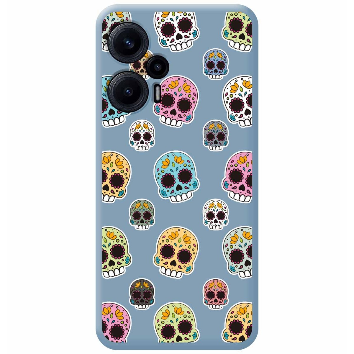 Funda Silicona Líquida Azul para Xiaomi POCO F5 5G diseño Catrina Dibujos