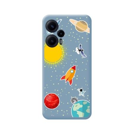 Funda Silicona Líquida Azul para Xiaomi POCO F5 5G diseño Espacio Dibujos