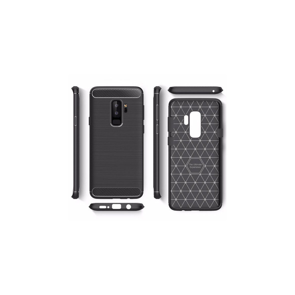 Funda Gel Tpu Tipo Carbon Negra para Samsung Galaxy S9 Plus