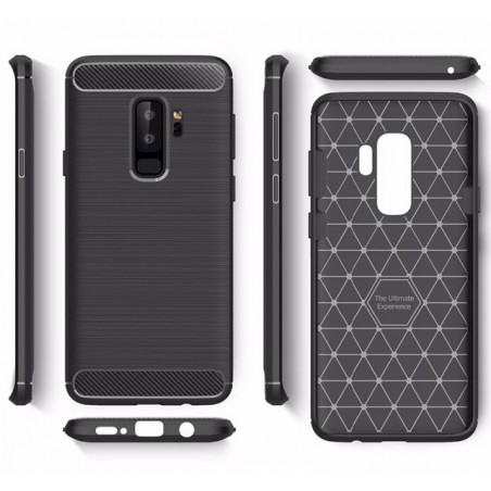Funda Gel Tpu Tipo Carbon Negra para Samsung Galaxy S9 Plus