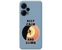 Funda Silicona Líquida Azul para Xiaomi POCO F5 5G diseño Hombre Escalada Dibujos