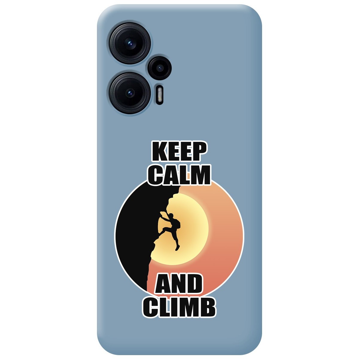 Funda Silicona Líquida Azul para Xiaomi POCO F5 5G diseño Hombre Escalada Dibujos