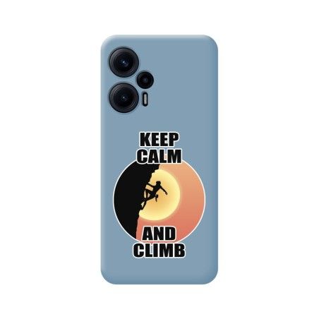 Funda Silicona Líquida Azul para Xiaomi POCO F5 5G diseño Mujer Escalada Dibujos