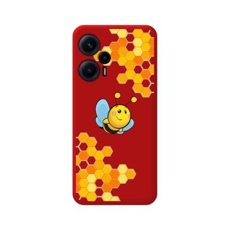Funda Silicona Líquida Roja para Xiaomi POCO F5 5G diseño Abeja Dibujos