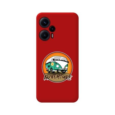 Funda Silicona Líquida Roja para Xiaomi POCO F5 5G diseño Adventure Dibujos