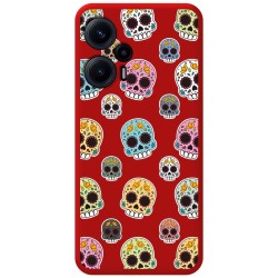 Funda Silicona Líquida Roja para Xiaomi POCO F5 5G diseño Catrina Dibujos