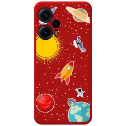 Funda Silicona Líquida Roja para Xiaomi POCO F5 5G diseño Espacio Dibujos