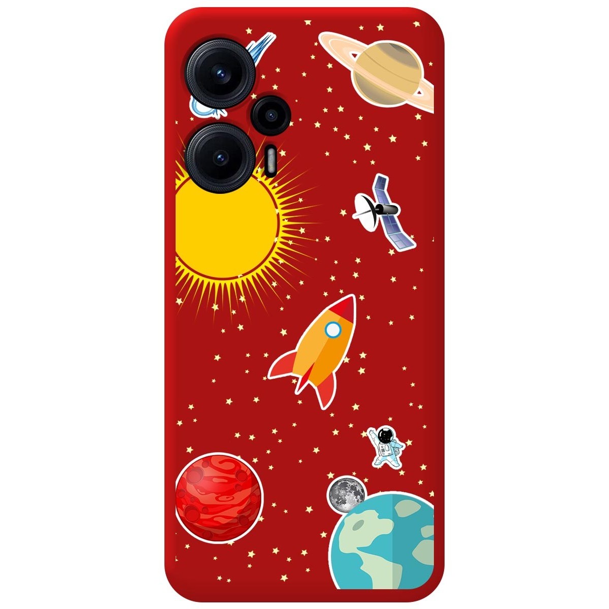 Funda Silicona Líquida Roja para Xiaomi POCO F5 5G diseño Espacio Dibujos