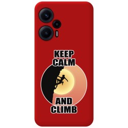 Funda Silicona Líquida Roja para Xiaomi POCO F5 5G diseño Mujer Escalada Dibujos