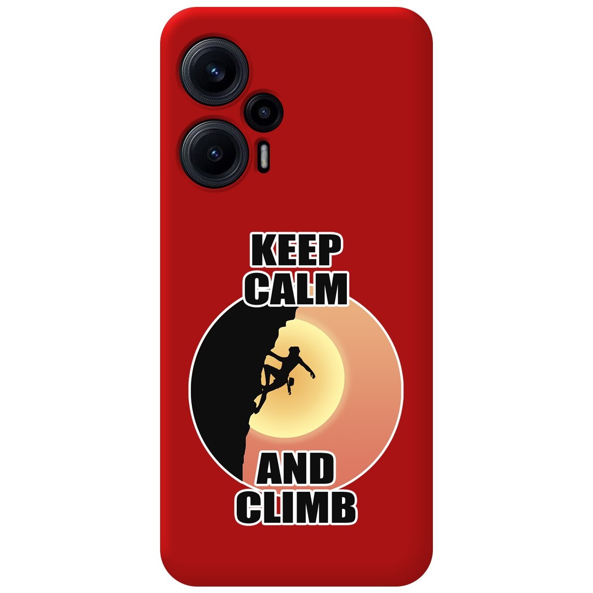 Funda Silicona Líquida Roja para Xiaomi POCO F5 5G diseño Mujer Escalada Dibujos