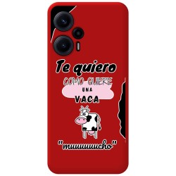 Funda Silicona Líquida Roja para Xiaomi POCO F5 5G diseño Vaca Dibujos