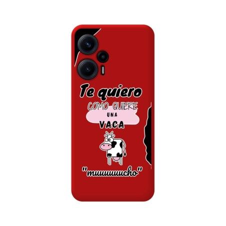 Funda Silicona Líquida Roja para Xiaomi POCO F5 5G diseño Vaca Dibujos