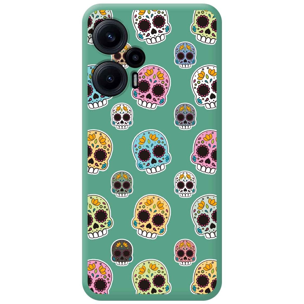 Funda Silicona Líquida Verde para Xiaomi POCO F5 5G diseño Catrina Dibujos