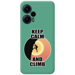 Funda Silicona Líquida Verde para Xiaomi POCO F5 5G diseño Hombre Escalada Dibujos