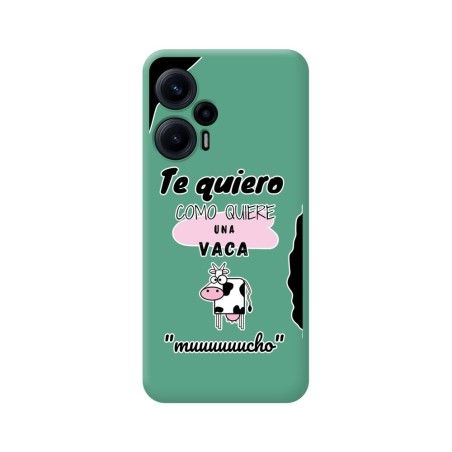 Funda Silicona Líquida Verde para Xiaomi POCO F5 5G diseño Vaca Dibujos
