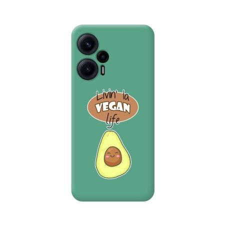 Funda Silicona Líquida Verde para Xiaomi POCO F5 5G diseño Vegan Life Dibujos