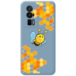 Funda Silicona Líquida Azul para Xiaomi POCO F5 Pro 5G diseño Abeja Dibujos