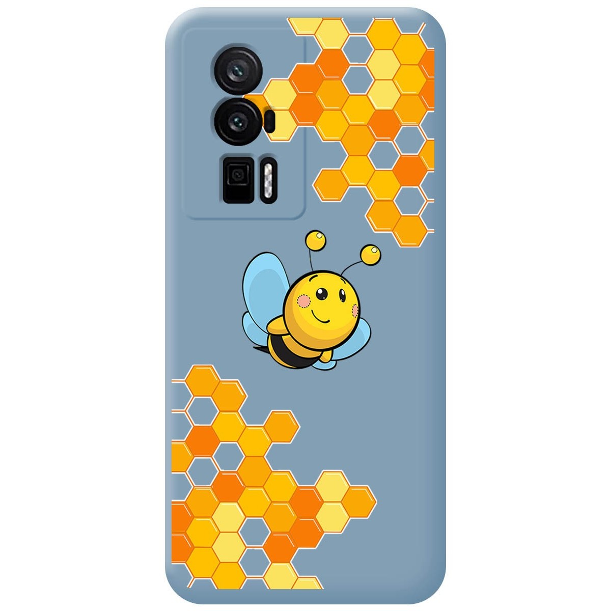 Funda Silicona Líquida Azul para Xiaomi POCO F5 Pro 5G diseño Abeja Dibujos