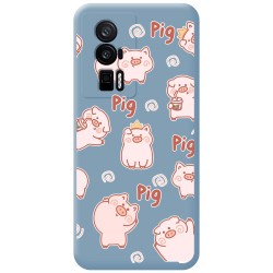 Funda Silicona Líquida Azul para Xiaomi POCO F5 Pro 5G diseño Cerdos Dibujos