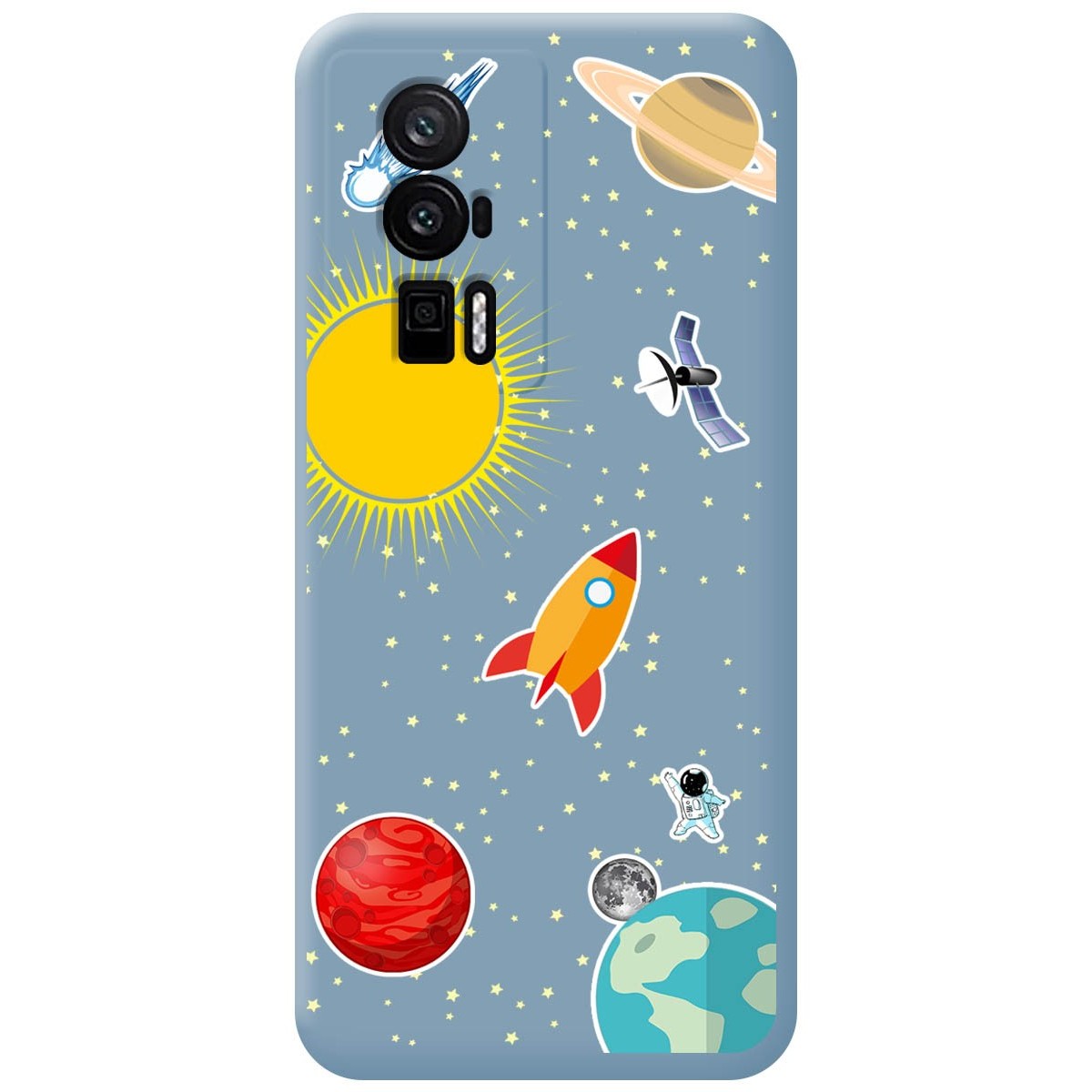 Funda Silicona Líquida Azul para Xiaomi POCO F5 Pro 5G diseño Espacio Dibujos