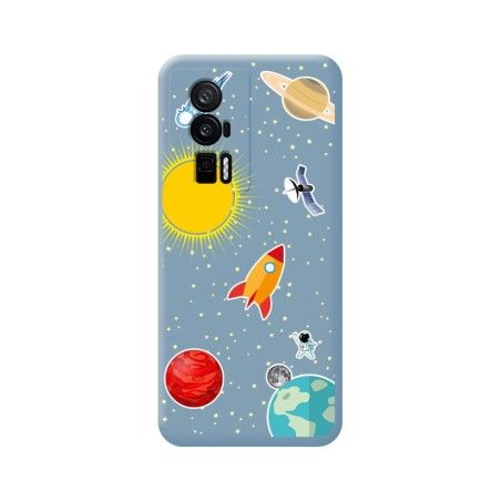 Funda Silicona Líquida Azul para Xiaomi POCO F5 Pro 5G diseño Espacio Dibujos