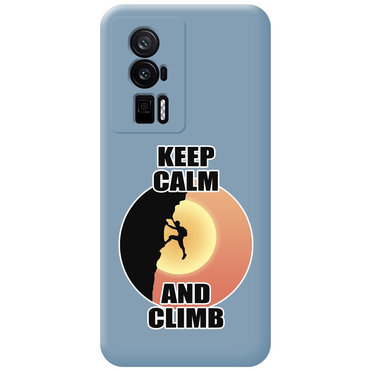 Funda Silicona Líquida Azul para Xiaomi POCO F5 Pro 5G diseño Hombre Escalada Dibujos