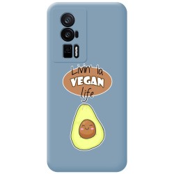 Funda Silicona Líquida Azul para Xiaomi POCO F5 Pro 5G diseño Vegan Life Dibujos
