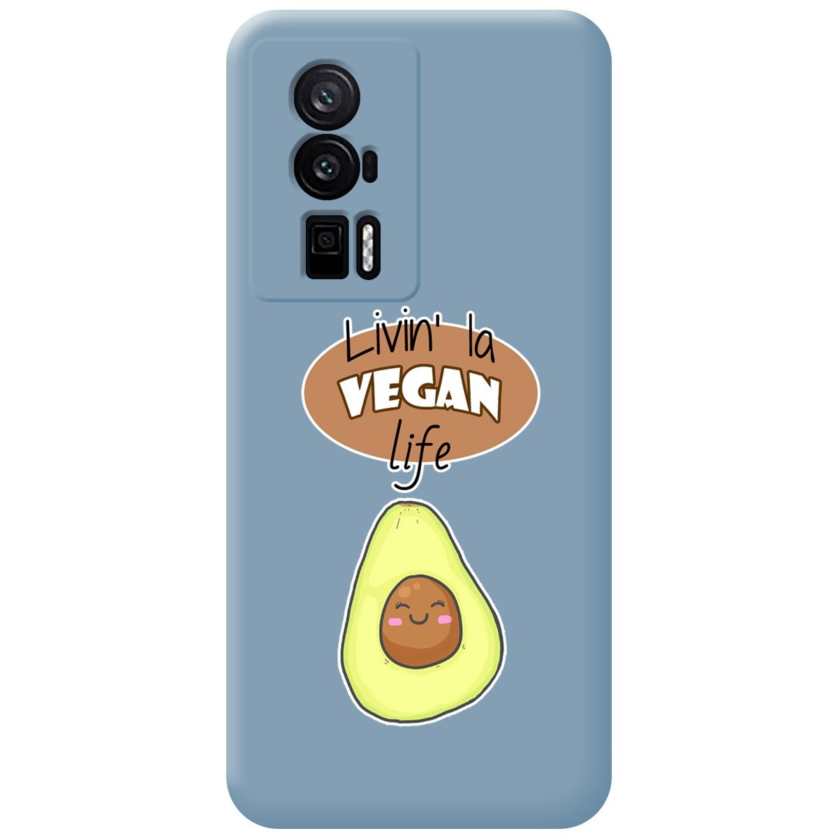 Funda Silicona Líquida Azul para Xiaomi POCO F5 Pro 5G diseño Vegan Life Dibujos