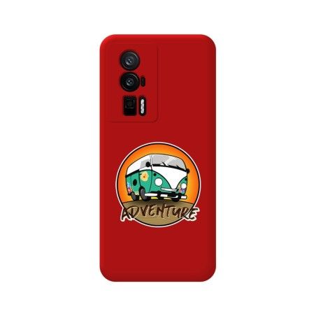 Funda Silicona Líquida Roja para Xiaomi POCO F5 Pro 5G diseño Adventure Dibujos
