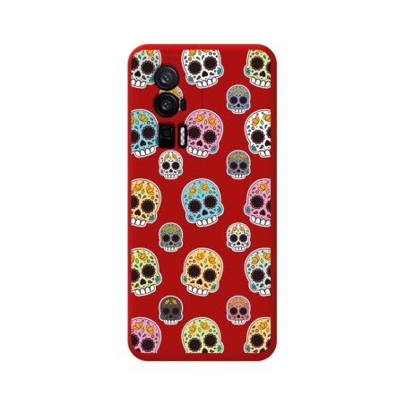 Funda Silicona Líquida Roja para Xiaomi POCO F5 Pro 5G diseño Catrina Dibujos