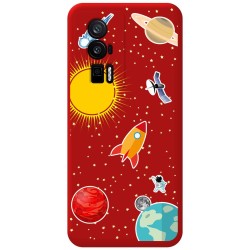 Funda Silicona Líquida Roja para Xiaomi POCO F5 Pro 5G diseño Espacio Dibujos
