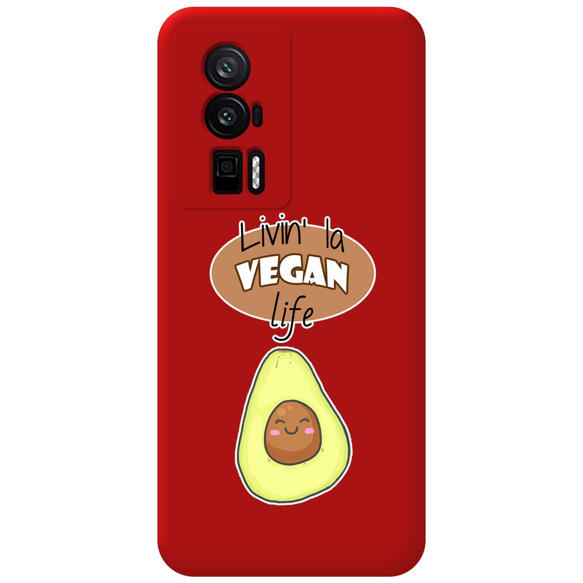 Funda Silicona Líquida Roja para Xiaomi POCO F5 Pro 5G diseño Vegan Life Dibujos