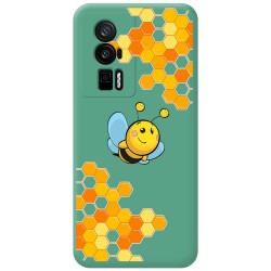 Funda Silicona Líquida Verde para Xiaomi POCO F5 Pro 5G diseño Abeja Dibujos