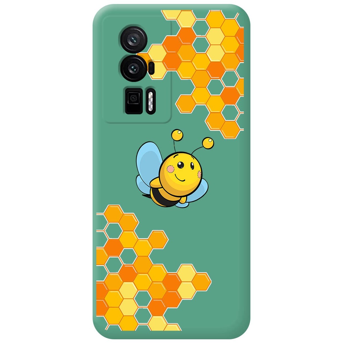 Funda Silicona Líquida Verde para Xiaomi POCO F5 Pro 5G diseño Abeja Dibujos