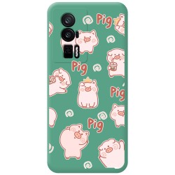Funda Silicona Líquida Verde para Xiaomi POCO F5 Pro 5G diseño Cerdos Dibujos