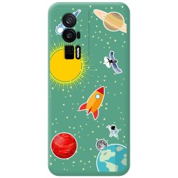 Funda Silicona Líquida Verde para Xiaomi POCO F5 Pro 5G diseño Espacio Dibujos