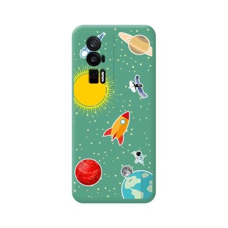 Funda Silicona Líquida Verde para Xiaomi POCO F5 Pro 5G diseño Espacio Dibujos