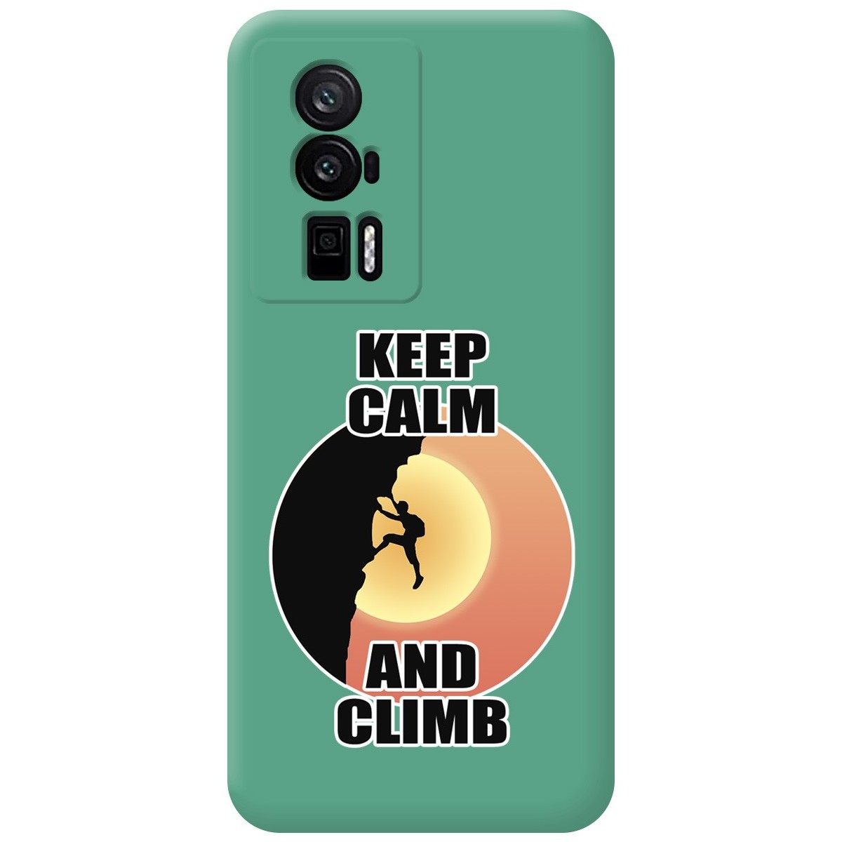 Funda Silicona Líquida Verde para Xiaomi POCO F5 Pro 5G diseño Hombre Escalada Dibujos