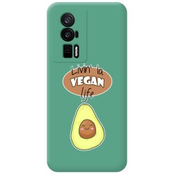 Funda Silicona Líquida Verde para Xiaomi POCO F5 Pro 5G diseño Vegan Life Dibujos
