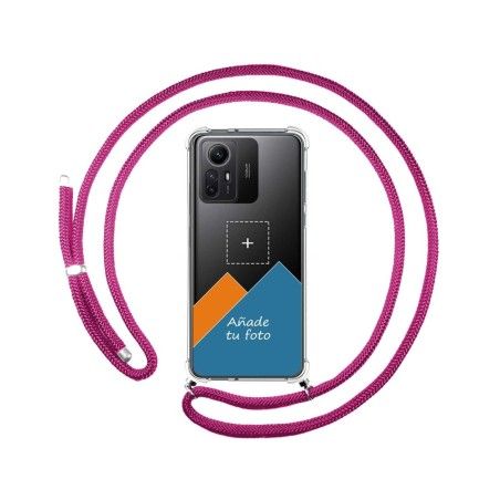Personaliza tu Funda Colgante Transparente para Xiaomi Redmi Note 12S con Cordon Rosa Fucsia Dibujo Personalizada